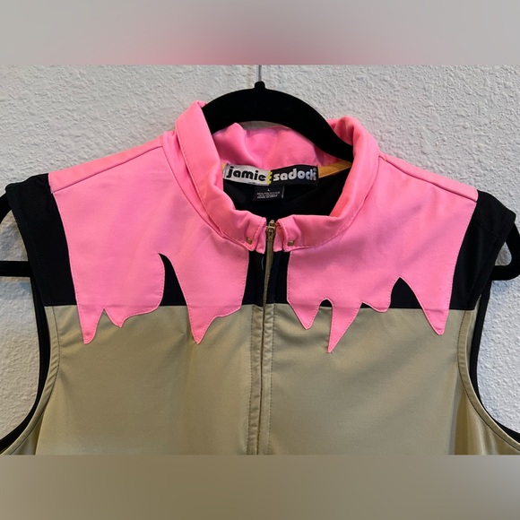 Jamie Sadock Beige paint drip Abstract Print Golf Top Size large Sleeveless - Picture 2 of 8